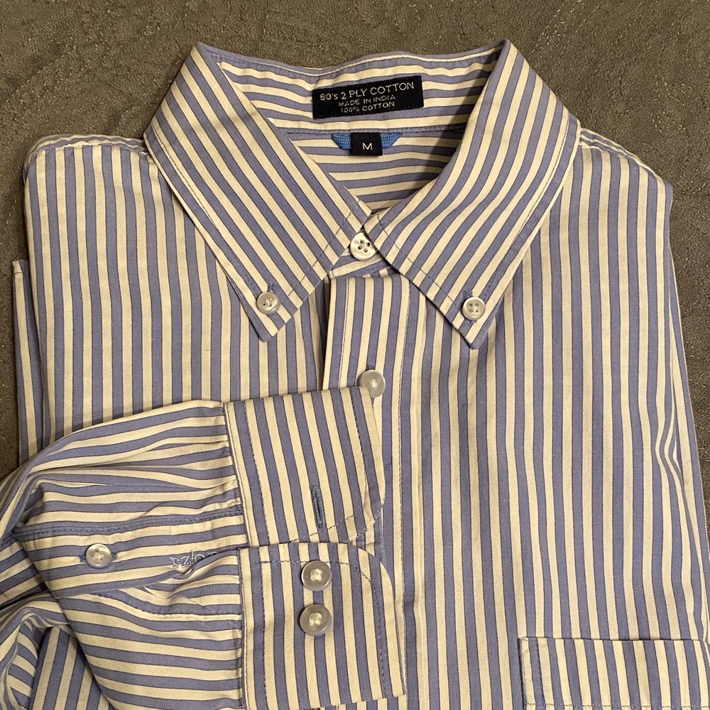 IZOD 80’s 2-ply Blue White Mens Long Sleeve Button Up Size M
